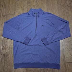 Travis Mathew Quarter Zip Pullover L Purple Stretch Golf Shirt Logo Casual Cloud